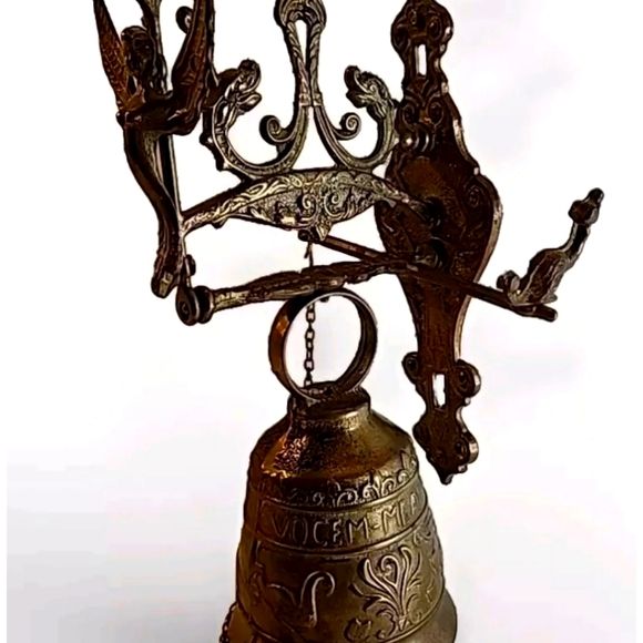 Vintage Brass Ornate Door Knocker & Bell  W/ Vocem-Meam Audi  Qui-Me-Tangit - Picture 2 of 11